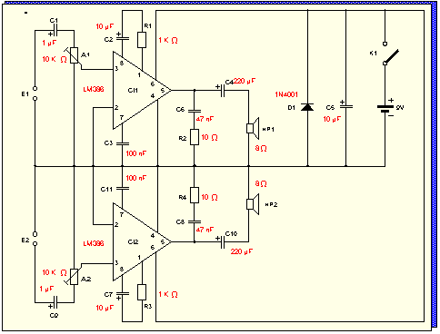 Schéma enceintes amplifiées